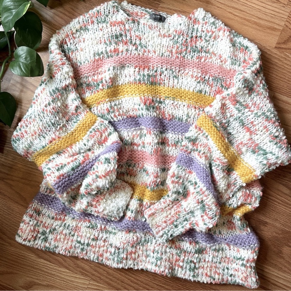 &Merci Color Block Confetti Striped Oversized Pul… - image 1